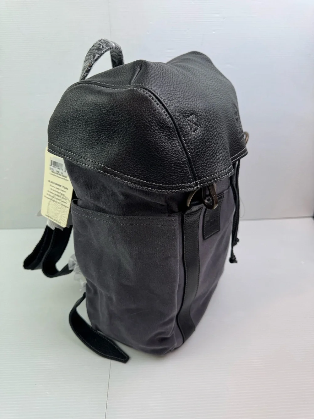 NWT Will Leather Goods Adventure Explorer Backpack Charcoal Canvas Distressed